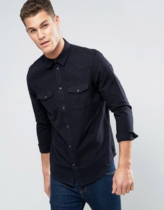 Черная джинсовая рубашка классического кроя в стиле вестерн New Look - Черный