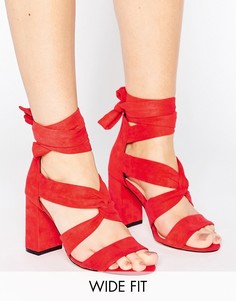 Красные сандалии на каблуке с узелком для широкой стопы Lost Ink - Красный