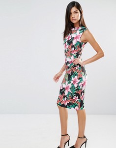 Платье-футляр без рукавов с тропическим принтом Vesper - Розовый