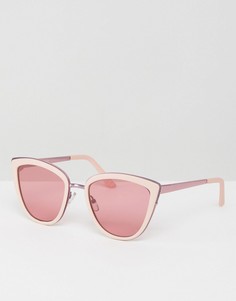 Солнцезащитные очки кошачий глаз с металлической оправой и розовыми стеклами ASOS - Розовый