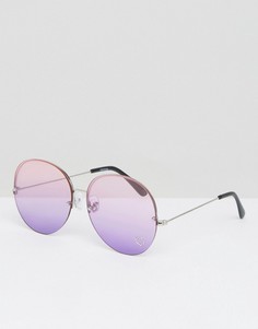 Круглые oversize-очки без оправы с цветными стеклами и отделкой стразами ASOS - Серебряный