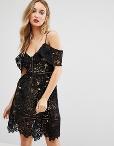 Ажурное платье с открытыми плечами New Look Premium - Черный