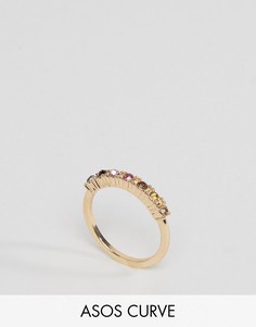 Кольцо с разноцветными камнями ASOS CURVE - Золотой