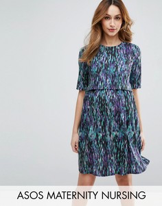 Двухслойное платье с принтом ASOS Maternity NURSING - Мульти