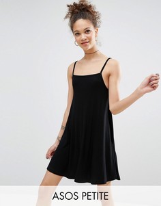 Свободное платье в рубчик в стиле 90-х ASOS PETITE - Черный