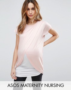 Футболка с запахом для кормящих мам ASOS Maternity - Розовый