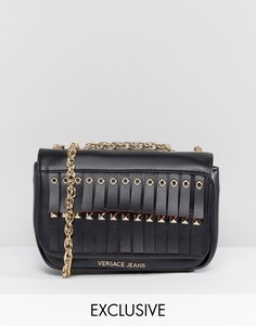 Сумка через плечо с бахромой и люверсами Versace Jeans - Черный
