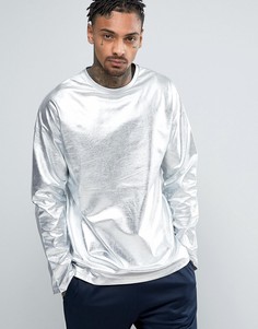 Серебристый oversize-лонгслив с эффектом металлик ASOS - Серебряный