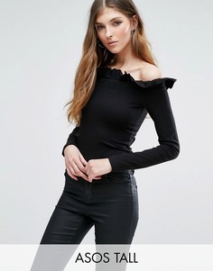 Боди с открытыми плечами и оборкой ASOS TALL - Черный