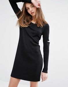 Платье мини с вырезами на рукавах Weekday - Черный