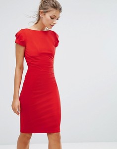 Платье-футляр с присборенными короткими рукавами Closet - Красный