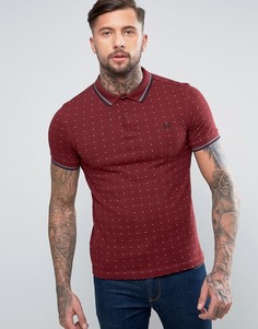 Бордовое поло узкого кроя в горошек из пике Fred Perry - Красный