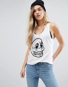 Короткая футболка с черепом Cheap Monday - Белый