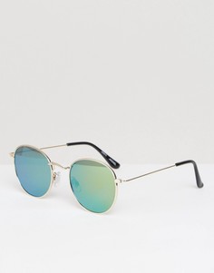 Круглые солнцезащитные очки с зеркальными стеклами Monki - Золотой