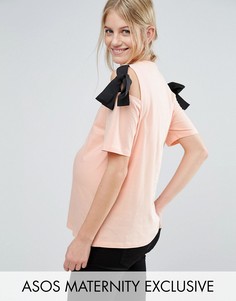 Топ для беременных с открытыми плечами и завязками ASOS Maternity - Розовый