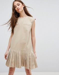 Платье с плиссированным подолом Weekday - Кремовый