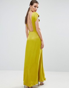 Платье макси с глубоким квадратным вырезом на спине ASOS - Желтый