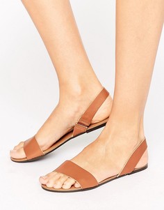 Кожаные сандалии с ремешком через пятку ASOS FARO - Рыжий