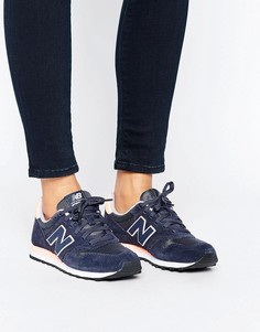Синие замшевые кроссовки New Balance 373 - Белый