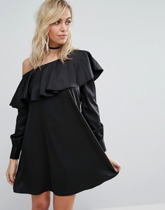 Платье-рубашка на одно плечо Fashion Union - Черный
