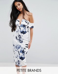 Платье миди с широким вырезом и цветочным принтом Parisian Petite - Белый
