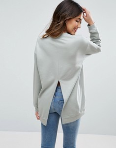 Длинный свитшот с разрезом сзади ASOS - Зеленый