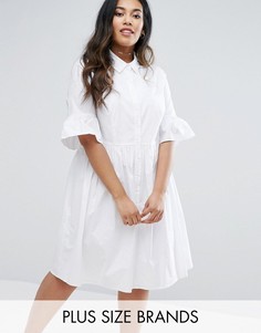 Платье-рубашка с рукавами-оборками Lovedrobe - Белый