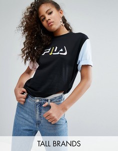 Свободная футболка с контрастными рукавами и логотипом Fila Tall - Черный