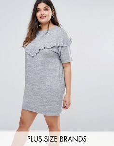 Платье-футболка с оборками Boohoo Plus - Серый