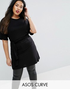 Oversize-туника с поясом на талии ASOS CURVE - Черный