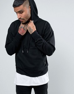 Черный oversize-худи с заниженной линией плеч Sixth June - Черный