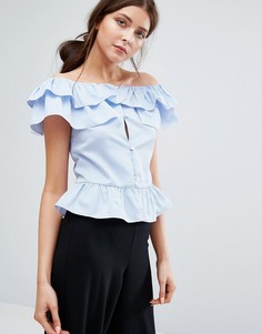 Топ в полоску с широкой горловиной Boohoo - Синий