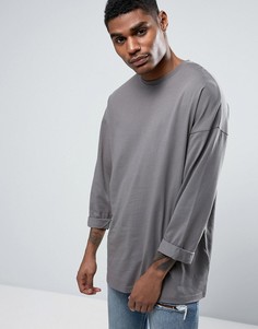 Oversize-лонгслив с закатанными рукавами ASOS - Серый