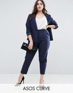Укороченные креповые брюки-сигареты ASOS CURVE - Темно-синий