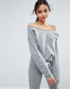 Свитшот с открытыми плечами и необработанными краями ASOS LOUNGE - Серый