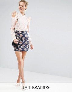 Жаккардовая мини-юбка с цветочным рисунком Fashion Union Tall - Мульти