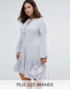 Платье-рубашка с оборкой по краю Alice & You - Серый