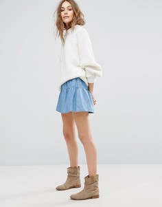 Джинсовая мини-юбка с оборкой Vero Moda - Синий