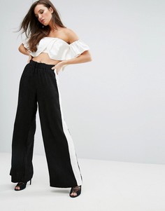 Контрастные брюки с широкими штанинами Kendall + Kylie - Черный