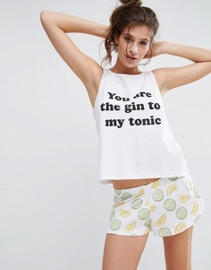 Пижамный комплект из майки и шортов ASOS Gin & Tonic - Мульти