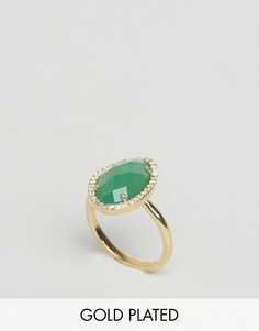 Позолоченное кольцо с полудрагоценным камнем Orelia - Золотой