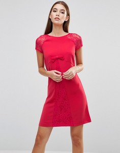 Платье с кружевными рукавами и бантиком спереди Paper Dolls - Красный