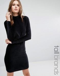 Облегающее платье из вельвета с высокой горловиной Vero Moda Tall - Черный