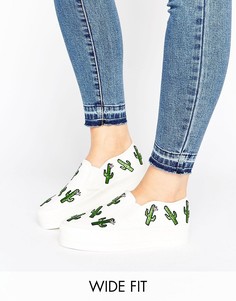 Кроссовки с нашивкой-кактусом для широкой стопы ASOS DESERT - Бежевый