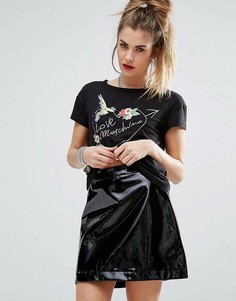 Футболка с логотипом и птицей Love Moschino - Черный