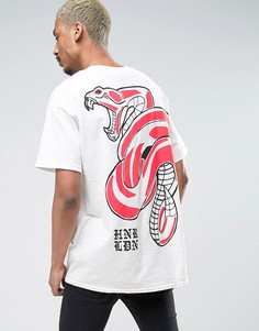 Свободная футболка с принтом змеи на спине HNR LDN - Белый Honour