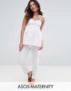 Льняные брюки-сигареты ASOS Maternity - Белый
