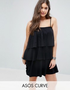 Многоярусный сарафан на бретелях ASOS CURVE - Черный