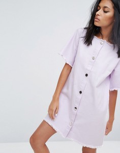 Джинсовое платье на пуговицах с необработанным краем Liquor & Poker - Фиолетовый