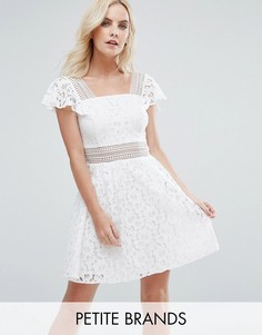 Кружевное короткое приталенное платье Miss Selfridge Petite - Белый